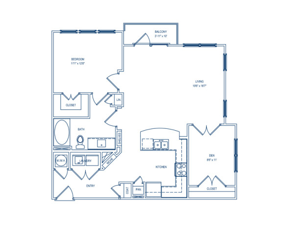 Blueprint of Gateway Floor Plan, 1 Bedroom and 1 Bathroom at Camden Fourth Ward Apartments in Atlanta, GA