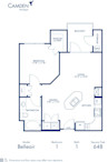 Blueprint of Belleair Floor Plan, 1 Bedroom and 1 Bathroom at Camden Montague Apartments in Tampa, FL