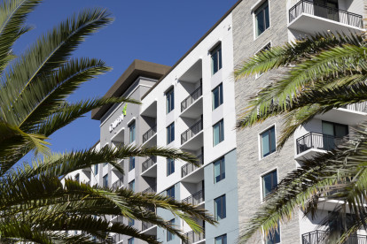 Exterior of Camden Atlantic apartments in Plantation, Florida.