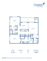 Blueprint of 2.2A Floor Plan, 2 Bedrooms and 2 Bathrooms at Camden Governors Village Apartments in Chapel Hill, NC