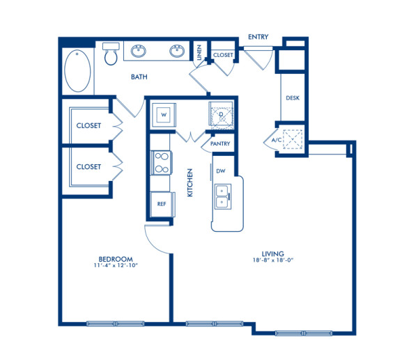 Blueprint of La Branch8 Floor Plan, 1 Bedroom and 1 Bathroom at Camden Travis Street Apartments in Houston, TX