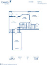Blueprint of A2A.2 Floor Plan, 1 Bedroom and 1 Bathroom at Camden Legacy Creek Apartments in Plano, TX