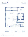 Camden Hillcrest apartments in San Diego, California one bedroom, one and a half bath floor plan The A16