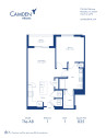 The A8 floor plan, 1 bed, 1 bath apartment home at Camden Atlantic in Plantation, FL