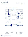 Blueprint of B2.1 Floor Plan, 2 Bedrooms and 2 Bathrooms at Camden Victory Park Apartments in Dallas, TX