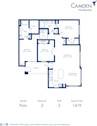 Blueprint of Polo Floor Plan, 3 Bedrooms and 2 Bathrooms at Camden Northpointe Apartments in Tomball, TX