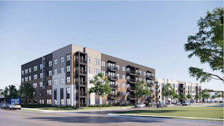 Rendering of building exterior along 51st Avenue at Camden Nations apartments in Nashville, TN