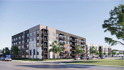 Rendering of building exterior along 51st Avenue at Camden Nations apartments in Nashville, TN