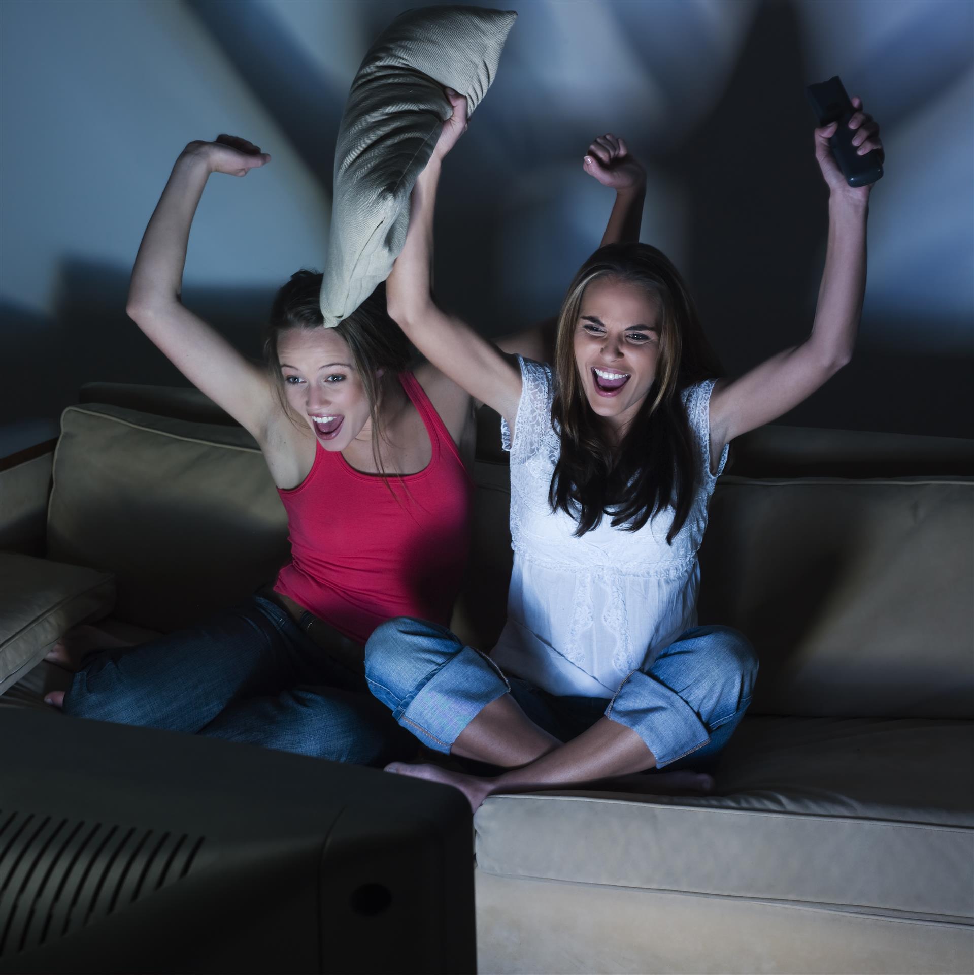 Two Girls Watching TV