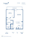 Blueprint of Knoll Floor Plan, 1 Bedroom and 1 Bathroom at Camden Design District Apartments in Dallas, TX