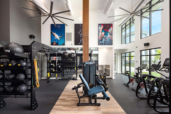24-hour fitness center with TRX equipment at Camden West Nashville apartments in Nashville, TN