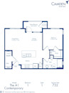 Blueprint of A1 Floor Plan, Apartment Home with 1 Bedrooms and 1 Bathrooms at Camden North End in Phoenix, AZ