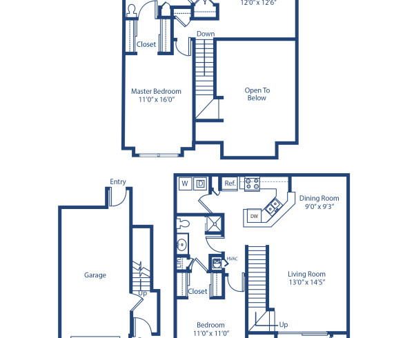 2.2TA floor plan at Camden Fair Lakes apartments, 3 bedroom, 2 bath