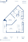 Blueprint of H (Alt) Floor Plan, 1 Bedroom and 1 Bathroom at Camden Henderson Apartments in Dallas, TX