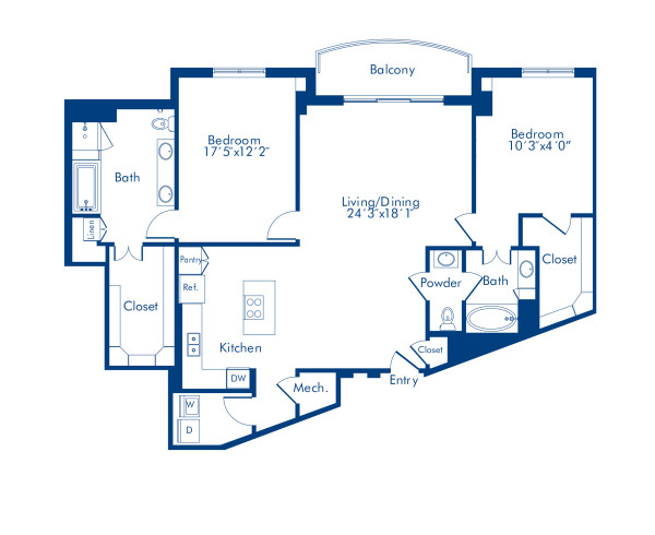 Camden Highland Village apartments in Houston, TX Gallery two bedroom floor plan D12