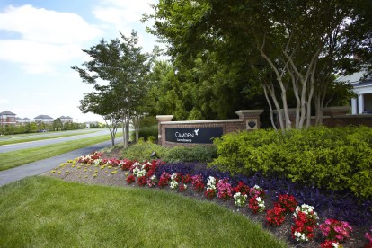 Monument sign at entrance to community