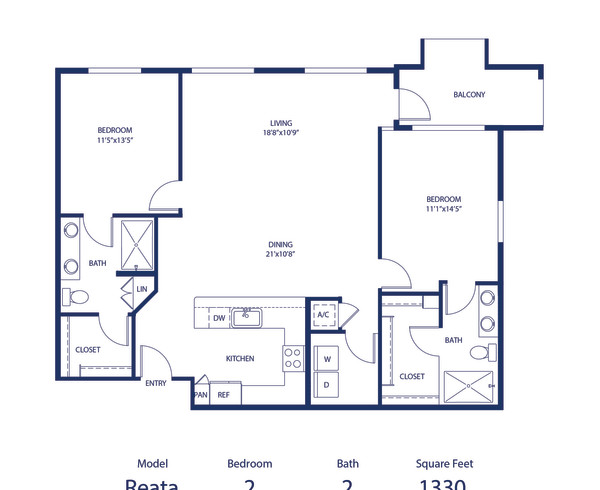 Camden Old Town Scottsdale apartments in Scottsdale, AZ two bedroom floor plan Reata