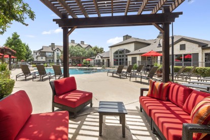 Pool-side lounge cabana at Camden Amber Oaks in Austin, TX