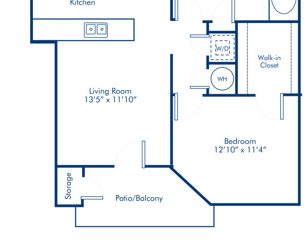 Blueprint of LaVista Floor Plan, 1 Bedroom and 1 Bathroom at Camden St. Clair Apartments in Atlanta, GA