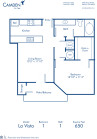 Blueprint of LaVista Floor Plan, 1 Bedroom and 1 Bathroom at Camden St. Clair Apartments in Atlanta, GA