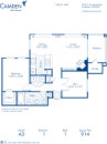 Blueprint of A3 Floor Plan, 2 Bedrooms and 1 Bathroom at Camden San Marcos Apartments in Scottsdale, AZ