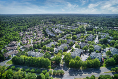 Aerial view of Camden Stonecrest Apartments in Charlotte NC