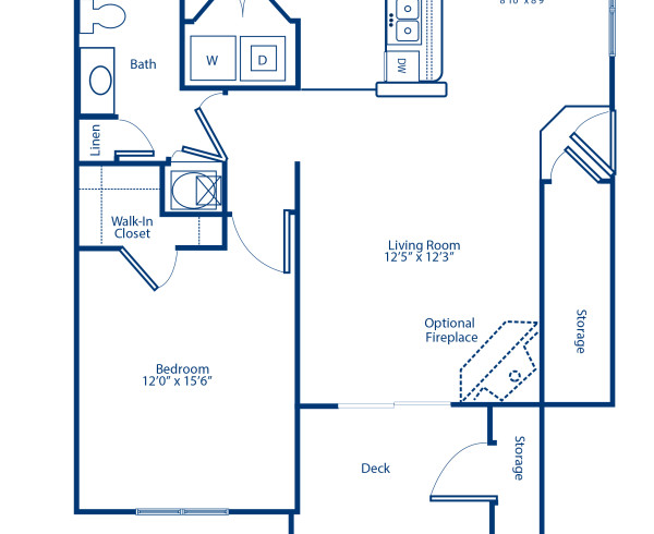 Blueprint of 1.1C Floor Plan, 1 Bedroom and 1 Bathroom at Camden Westwood Apartments in Morrisville, NC