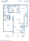 Blueprint of 1.1C Floor Plan, 1 Bedroom and 1 Bathroom at Camden Westwood Apartments in Morrisville, NC