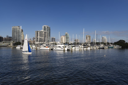 View of Yacht Basin and the city of St. Petersburg, FL near Camden Central and Camden Pier District apartments