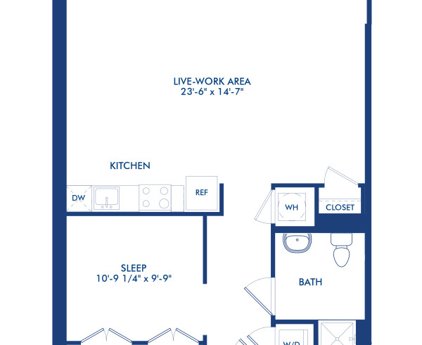 Blueprint of A9-LW Floor Plan, 1 Bedroom and 1 Bathroom at Camden Shady Grove Apartments in Rockville, MD