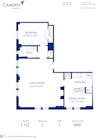 Blueprint of 1.1Q Floor Plan, 1 Bedroom and 1 Bathroom at Camden Grand Parc Apartments in Washington, DC