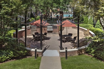 Outdoor courtyard dining grills peaceful