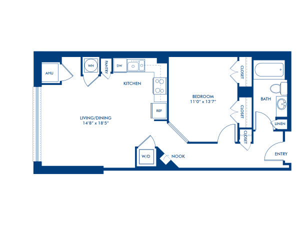 Blueprint of A5 Floor Plan, 1 Bedroom and 1 Bathroom at Camden NoMa Apartments in Washington, DC