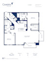 Blueprint of B1 Floor Plan, 2 Bedrooms and 2 Bathrooms at Camden Victory Park Apartments in Dallas, TX