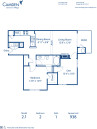 Blueprint of 2.1 Floor Plan, 2 Bedrooms and 1 Bathroom at Camden Governors Village Apartments in Chapel Hill, NC