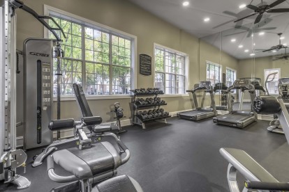 24-hour fitness center with strength and cardio equipment