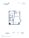 Blueprint of Chagall floor plan, one bedroom one bathroom apartment at Camden Pier District Apartments in St. Petersburg, FL