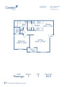 Blueprint of Flamingo Floor Plan, 1 Bedroom and 1 Bathroom at Camden Preserve Apartments in Tampa, FL