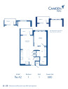 The A2 floor plan, 1 bed, 1 bath at Camden NoDa Apartments in Charlotte, NC