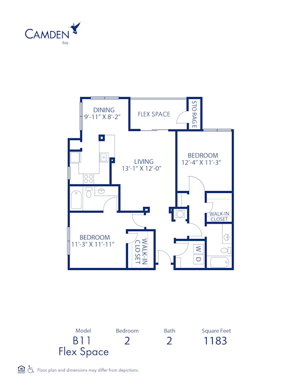 Blueprint of Reef (Solarium) Floor Plan, 2 Bedrooms and 2 Bathrooms at Camden Bay Apartments in Tampa, FL