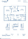 Blueprint of Spring Canyon 1 Floor Plan, 1 Bedroom and 1 Bathroom at Camden Spring Creek Apartments in Spring, TX