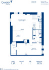 Blueprint of 1.1R Floor Plan, 1 Bedroom and 1 Bathroom at Camden Grand Parc Apartments in Washington, DC