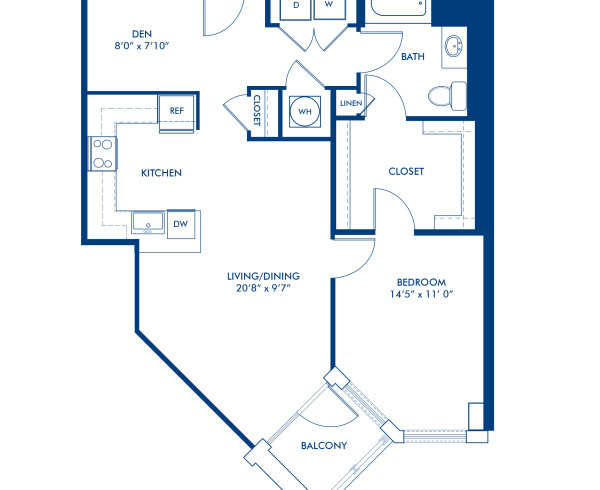 Blueprint of A13AD Floor Plan, 1 Bedroom and 1 Bathroom at Camden South Capitol Apartments in Washington, DC