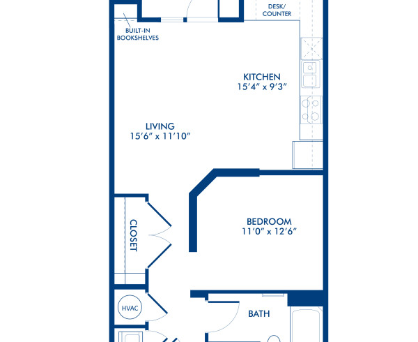 Blueprint of A3-1 Floor Plan, Studio with 1 Bathroom at Camden Southline Apartments in Charlotte, NC