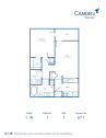 Blueprint of 1.1B Floor Plan, 1 Bedroom and 1 Bathroom at Camden Westwood Apartments in Morrisville, NC