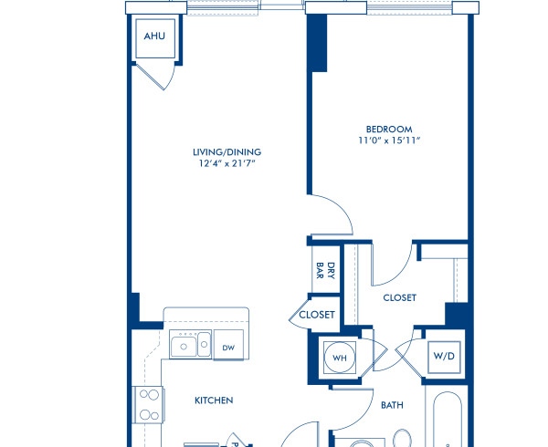 Blueprint of A7 Floor Plan, 1 Bedroom and 1 Bathroom at Camden NoMa Apartments in Washington, DC