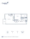 Camden Rainey Street apartments in Austin, TX one bedroom floor plan A3