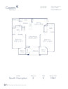 Blueprint of South Hampton Floor Plan, Apartment Home with 2 Bedrooms and 2 Bathrooms at Camden World Gateway in Orlando, FL