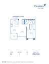 Blueprint of B 2 Floor Plan, 1 Bedroom and 1 Bathroom at Camden Crown Valley Apartments in Mission Viejo, CA