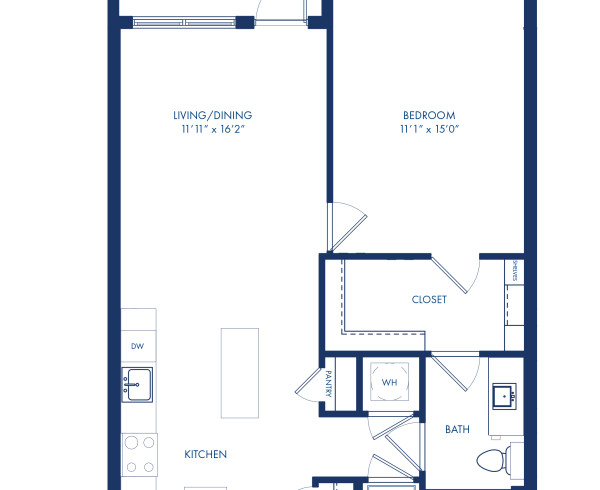 Blueprint of A4-A Floor Plan, 1 Bedroom and 1 Bathroom at Camden Shady Grove Apartments in Rockville, MD
